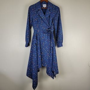 CHRISELLE LIM Wren Blue Floral Trench Dress Sz M